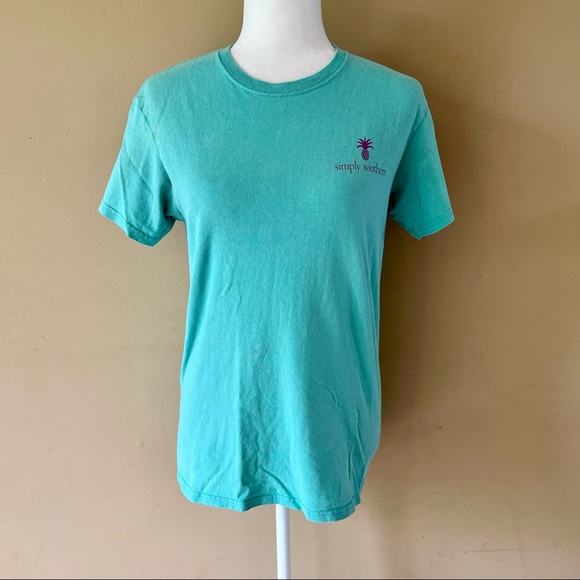 Simply Southern Small Green Pink Pineapple Shirt - Picture 3 of 6